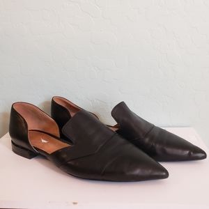 Franco Sarto Toby Black Leather Pointed Toe Flats